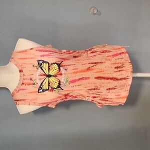 No Boundaries tie dye butterfly ruched sides Never Give Up Stay Focused Tank Top